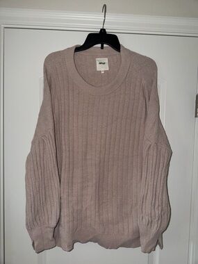 aerie Ribbed Crewneck Sweater in Dusty Mauve
